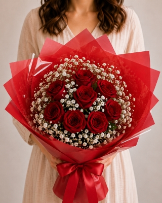 8 Roses and gipsofilija