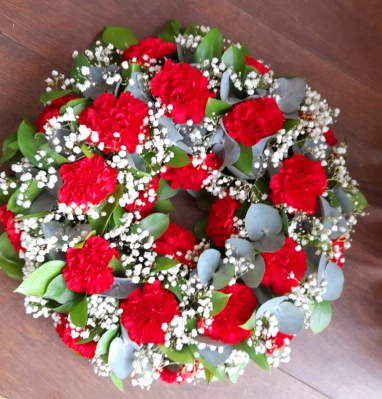 Funeral wreath with carnations