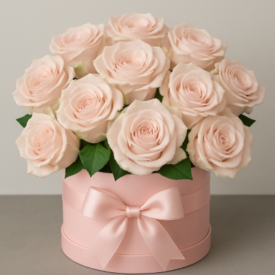 Pink roses in a hat box