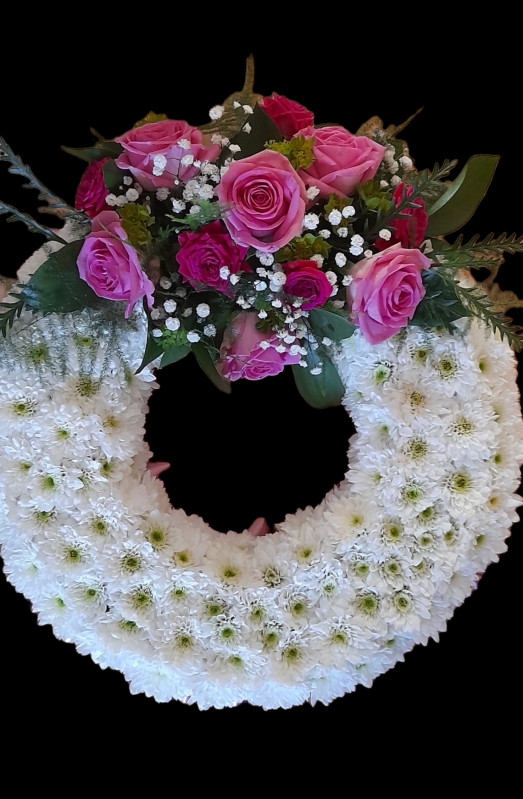 White funeral wreath