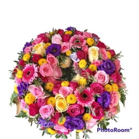Bright colours funeral wreath