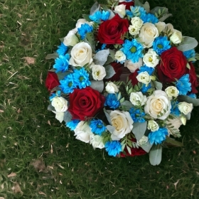 Funeral wreath  red , white, blue