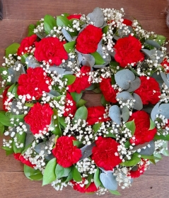 Funeral wreath with carnations