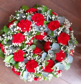 Funeral wreath with carnations