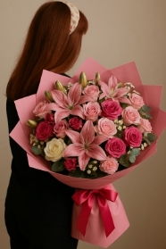 Pink with lilies
