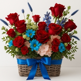 Red roses basket
