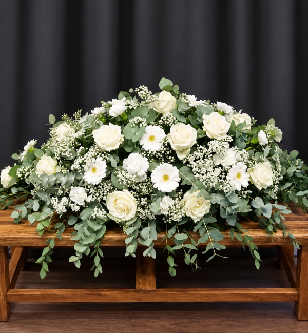 Coffin spray white flowers