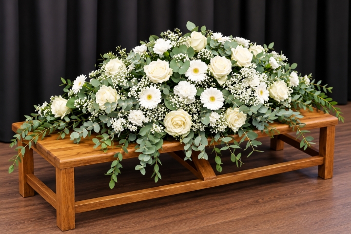 Coffin spray white flowers