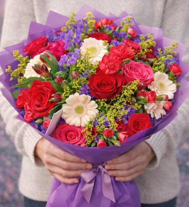 Mixed luxury roses and germini bouquet