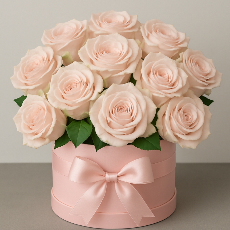 Pink roses in a hat box